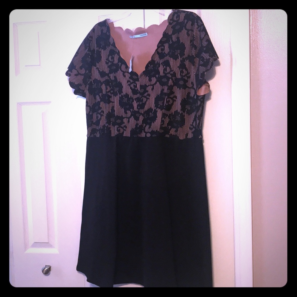 Black and floral lace appliqué dress